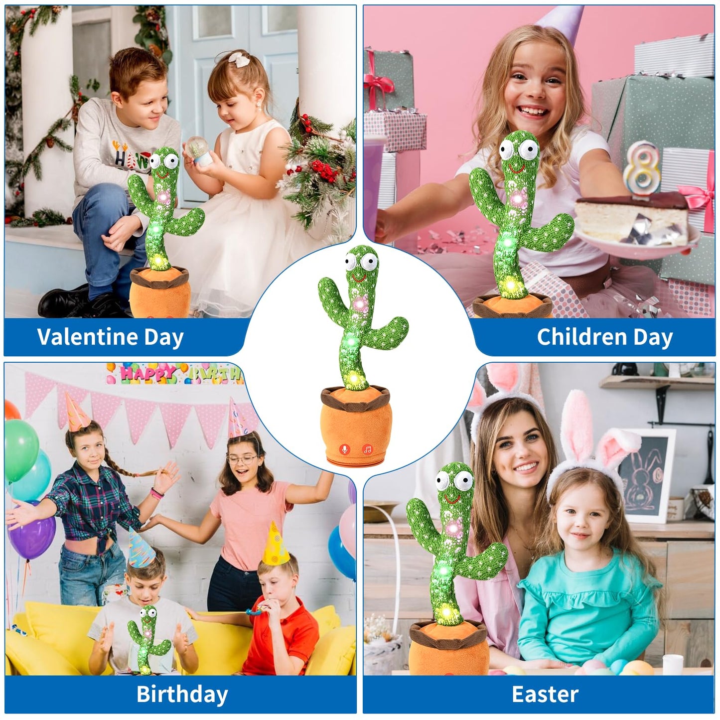 Dancing Talking Cactus Toy For Baby Toddler, Boys Girls Gifts Singing Mimicking Cactus Toy Recording Repeating What You Say Cactus Baby Toy With 120 English Songs (Talking Cactus-Adjustable Volume)