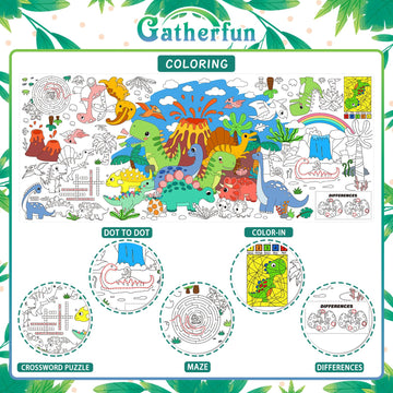 Gatherfun Dinosaur Party Giant Coloring Poster - 31.5X 72 Inches - Versatile Classroom Wall D  Cor & Birthday Activity - Dinosau