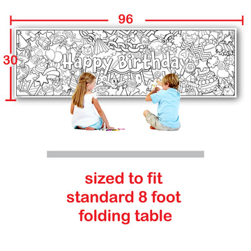 Young N Refined Birthday Party Coloring Page Table Cloth Activity Paper Liner (96x30)