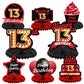 Happy 13Th Birthday Red And Black Table Honeycomb Centerpieces Balloons Theme Decor Table Decorations Table Toppers For Girls Women Princess 13 Years Old Birthday Party Bday Supplies Background Gold