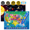 Qiaojoy Bilingual Interactive Talking USA Map & Solar System Poster, Educational Toy for Kids 3-12 Years, Blue, Paper & ABS Plastic