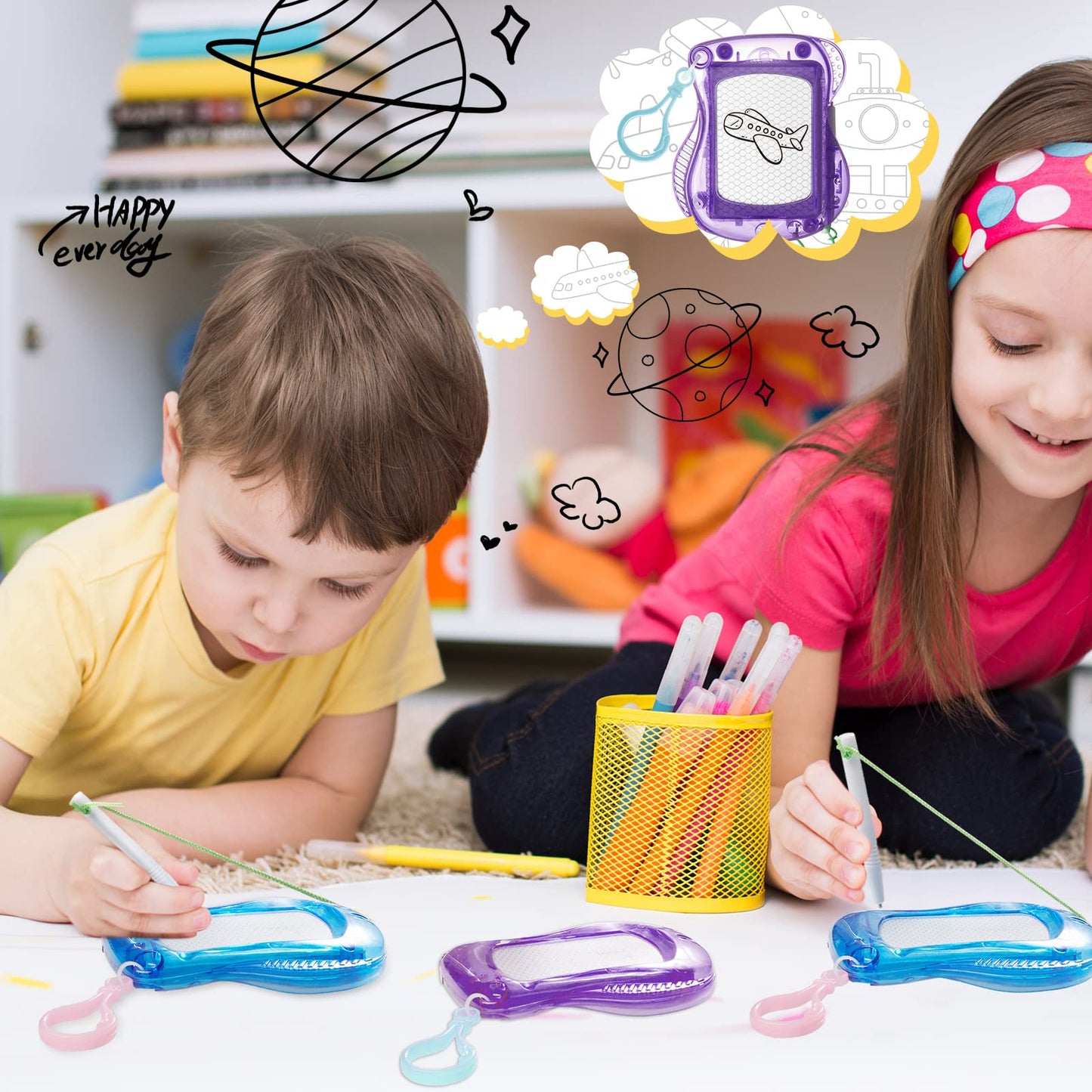 24 Pcs Mini Magnetic Drawing Doodle Board For Kids Backpack Keychain Clip Drawing Board Erasable Sketch And Painting Pad For Classroom Rewards Party Favors Goodie Bag Stuffers (Bear)