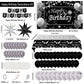 Silver And Black Birthday Decorations For Men Women Boys Girls 80 Pcs White Black And Silver Party Decorations Happy Birthday Backdrop Banner Confetti Star White Silver Black Balloon Arch Tablecloth