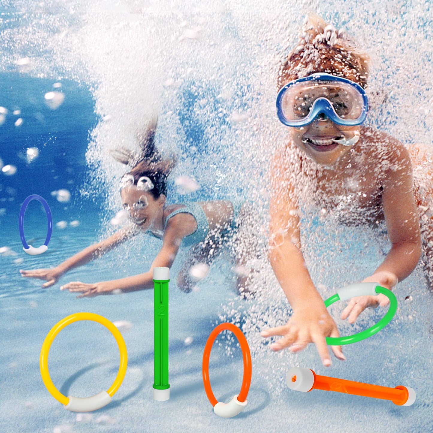 Underwater Pool Toys For Kids Ages 4-8, Summer Training Swim Pool Diving Toys Gift Set, Swimming Pool Toys For Kids Ages 8-12 For Fun Water Toys Games