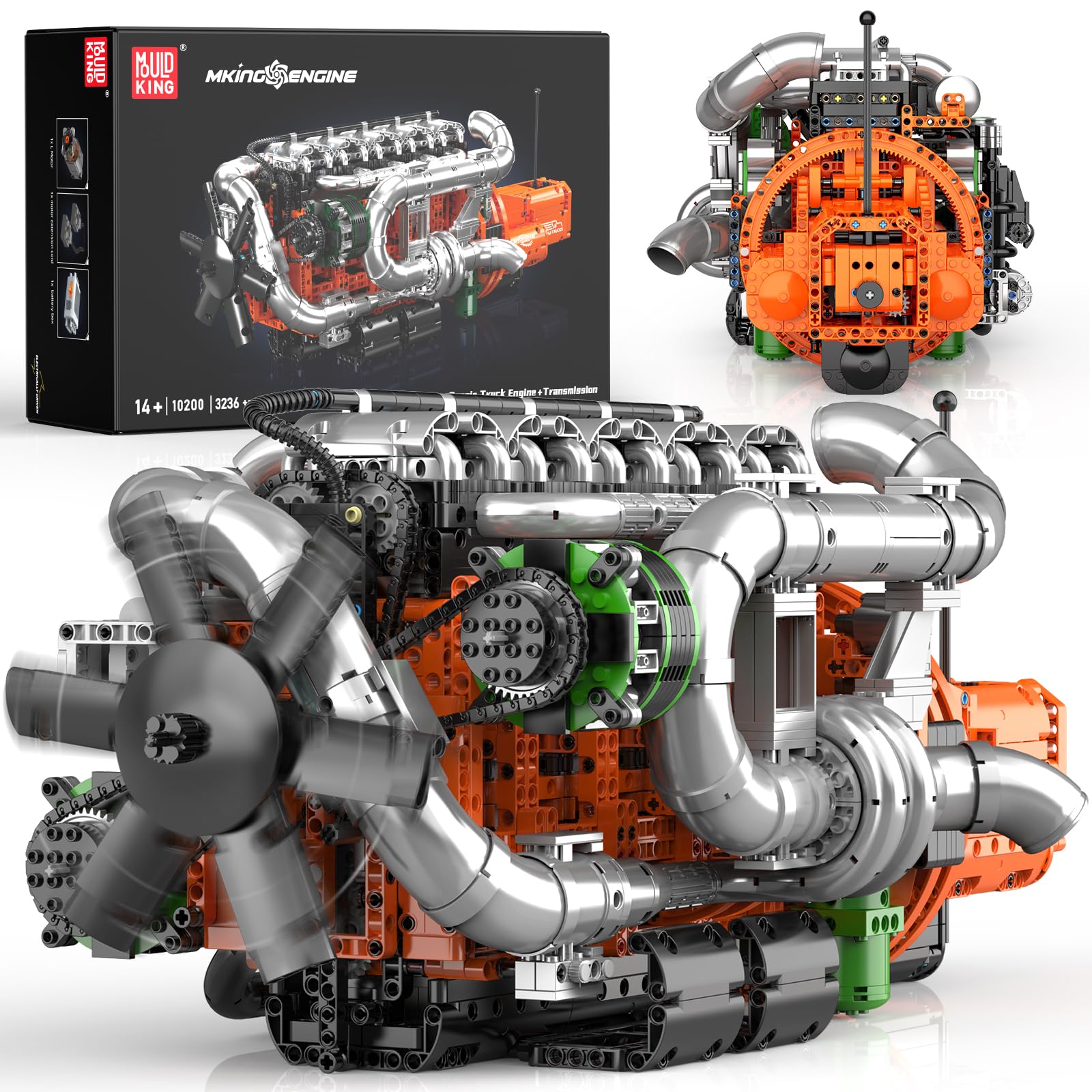 Mould King 10200 Truck Engine Model Kit That Runs, 3236  PCS STEM Toy Gift for Adults 14+ Teens, Engineering Toys for Display Co