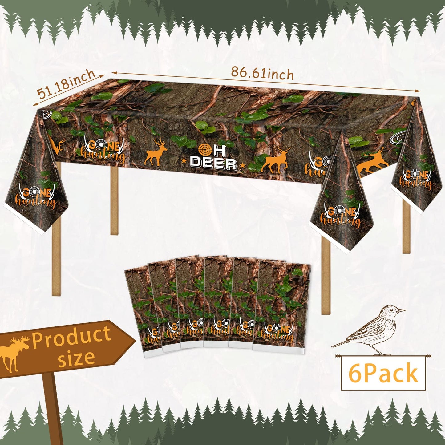 Containlol Camo Table Cloth Plastic Hunting Birthday Party Decorations Camo Hunting Tablecloths Decorations Woodland Table Cover