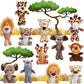 Sumind 12 Pieces Valentine'S Day Mini Stuffed Forest Animals Jungle Animal Plush Toys 4.8 Inch Cute Plush Elephant Lion Giraffe Tiger Plush For Animal Themed Parties Achievement(Sitting, Standing)