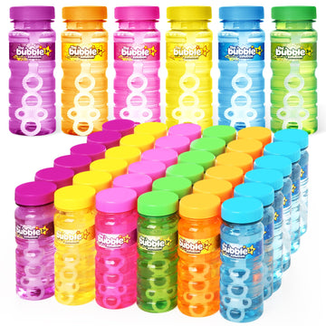 Shemira 36 Pcs Bubble Bottles With Wand, Bubble Party Favor Supply For Summer Indoor & Outdoor Activities, 4 Oz Bubble Solution Summer Toy In 6 Colors, Party Favor & Birthday Party Supplies