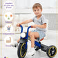 KRIDDO Kids 12 Inch Tricycle With Puncture Free Wheels, Front Light, Adjustable Seat - Gift for 2-5 Year Olds, Blue