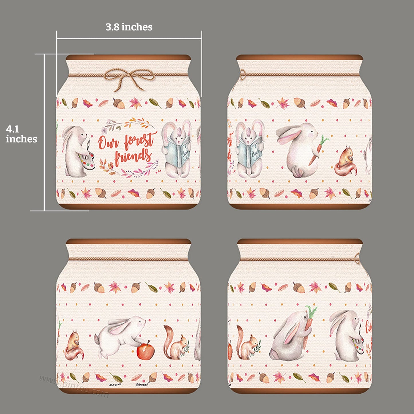 Pintoo 3D Puzzle Jar 96 Plastic Pieces For Adults - Rabbit And Squirrel - Use Includes Divider As Pen And Utensils Holder With Wooden Lid For Kitchen Dining Study Living Room Large [Bb1002]