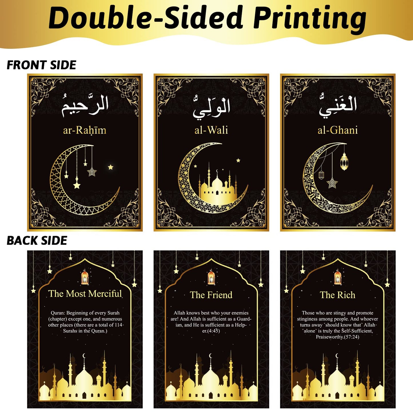 99 Names Of Allah Flashcards Quran Verses Asma Ui Husna Cards Eid Al Adha Learning Cards In Arabic And English Eid Or Ramadan Gi