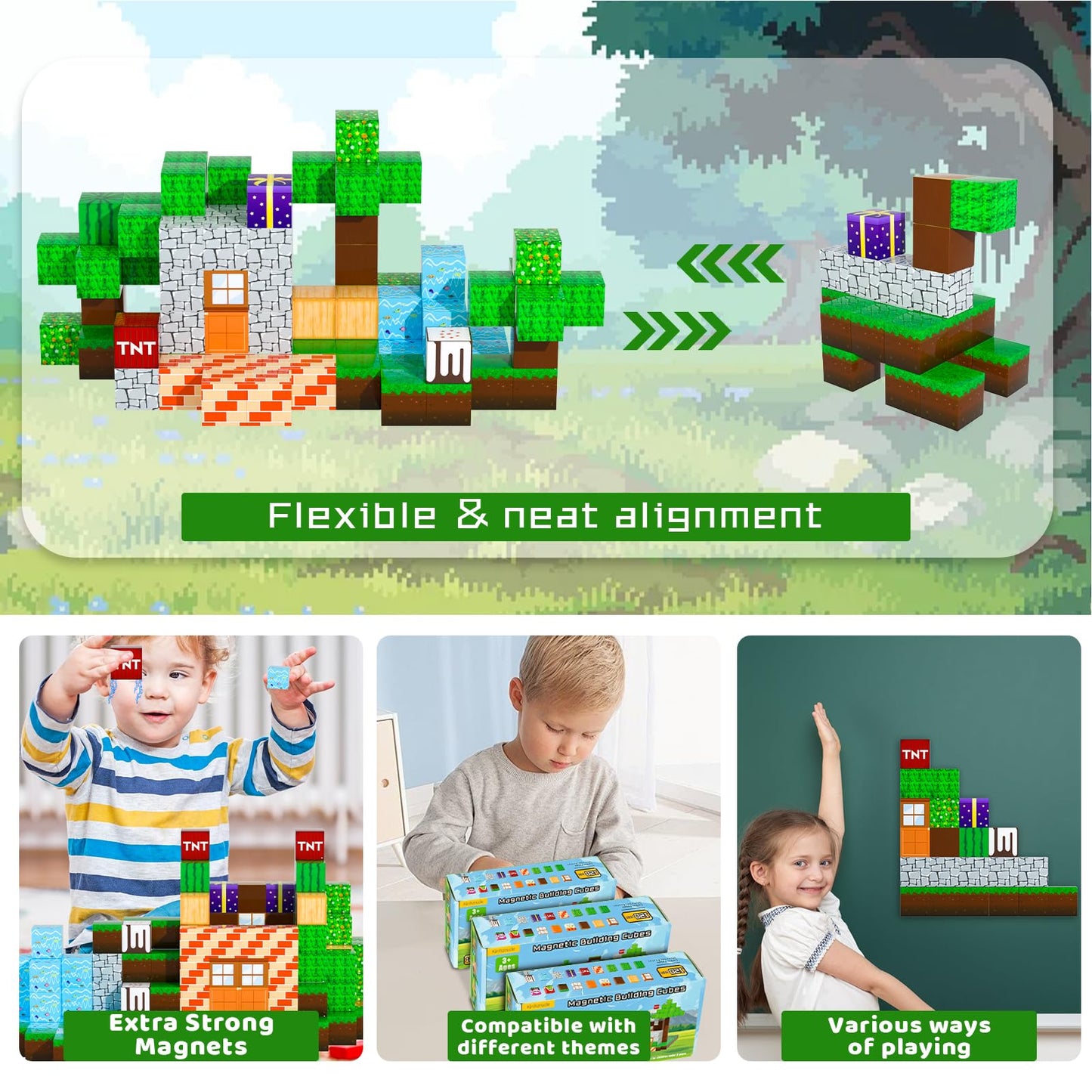 Magnetic Blocks - 120Pcs Magnetic Cubes Building Toys Set For Kids,Toddler Montessori Creative Educational Toy,Stem Sensory Toys