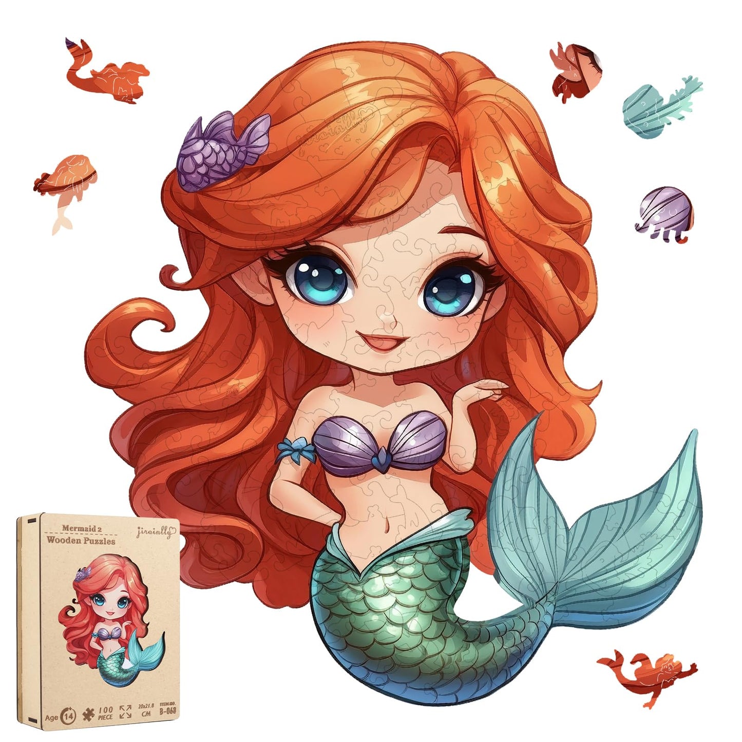 Jiroinlly Wooden Puzzles for mature-themed and Kids  100 Pieces Ocean Puzzle  Unique Shaped Mermaid Wooden Preschool Puzzle  Toddler Wooden Puzzle Toy Gift for Family and Friends  Suitable for Family Games