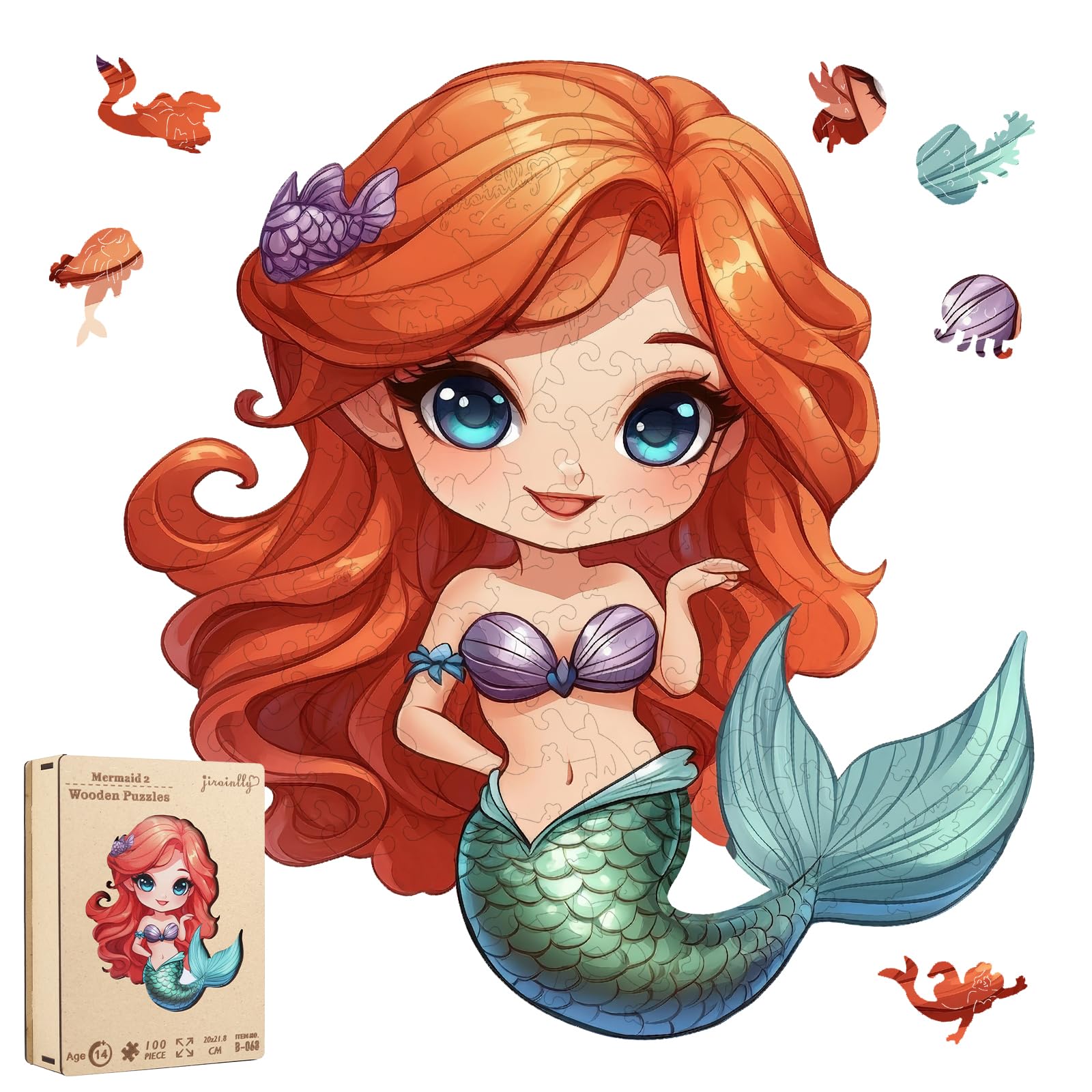 Jiroinlly Wooden Puzzles for mature-themed and Kids  100 Pieces Ocean Puzzle  Unique Shaped Mermaid Wooden Preschool Puzzle  Toddler Wooden Puzzle Toy Gift for Family and Friends  Suitable for Family Games