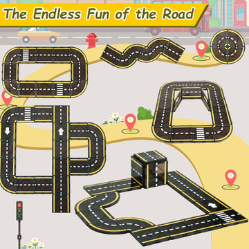 Benoker Magnetic Tiles Road Set, Stem Magnet Building Blocks For Toddler Kids, Montessori Educational Toy Gifts For 3+ Year Old