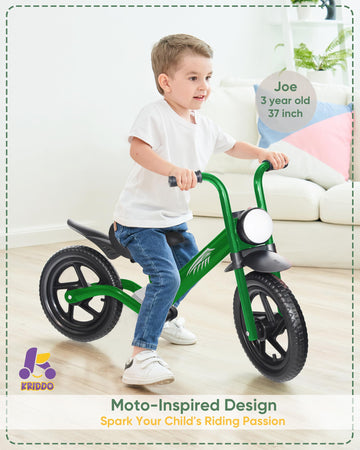 Kriddo Kids Balance Bike For 2-5 Years, With Front Light, Upgraded Tires For All Terrain, Upgraded Bearing For Smooth And Stable