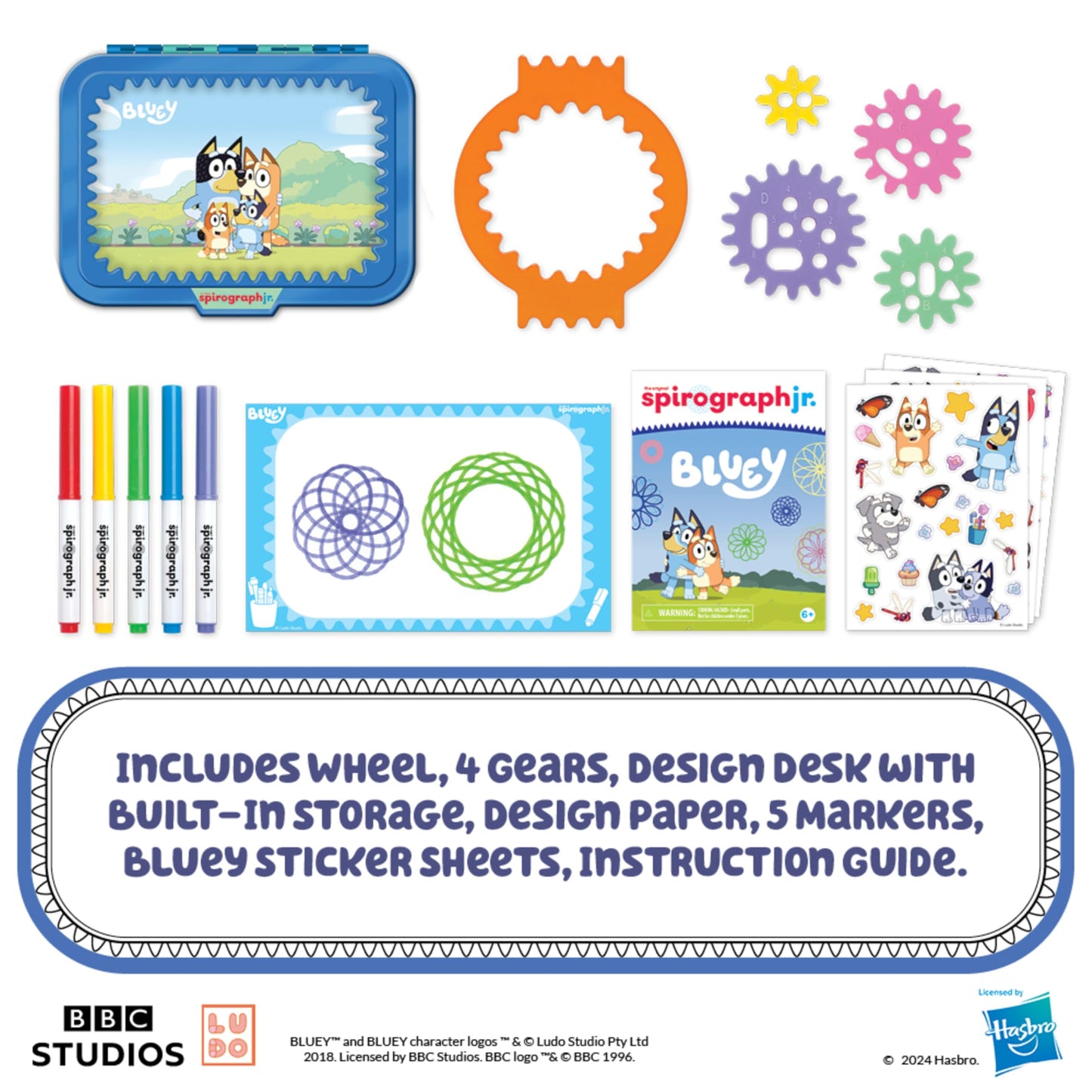 Spirograph Jr Bluey Toys - Toddler Arts And Crafts, Drawing Art Kit, Toddler Activities, Bluey Stickers, Drawing Pad, Jumbo Gear