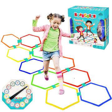 Funblast Hopscotch Games For Girls, Active Indoor Rings Game For Kids - Kids Jumping Ring Game, Educational Colorful Rings For K