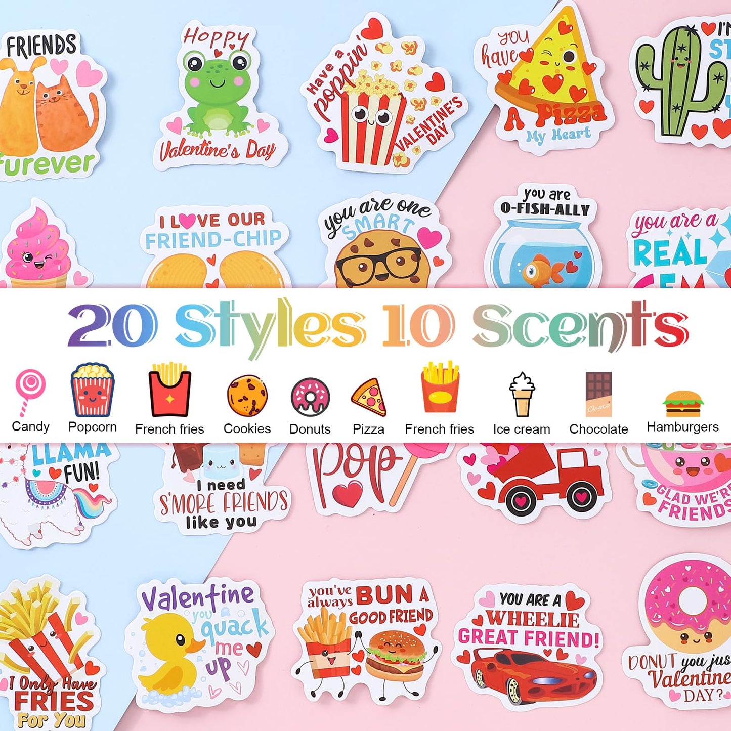 Motiskyy 240 Pcs Valentines Day Scratch and Sniff Stickers Large Smelly Scented Motivational Stickers Food Dessert Reward Decal