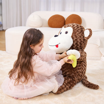 Ikasa Giant Monkey Stuffed Animal Plush Toy,30' Large Cute Jumbo Soft Toys,Huge Big Size Fluffy Plushy Fat Oversized Plushie,Gifts For Kids Girls