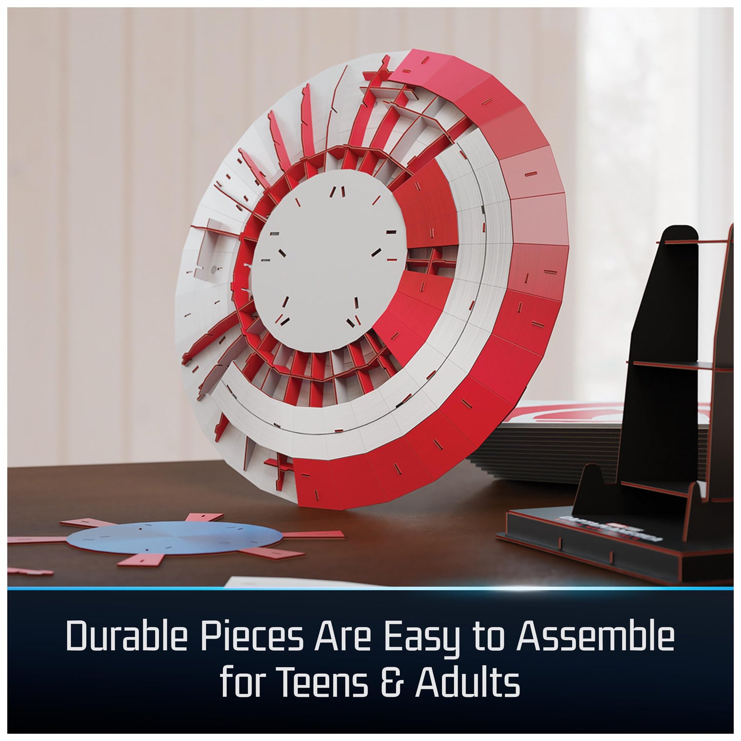 4D Build  Marvel Captain America Shield 3D Model Kit with Stand  Marvel Collectibles & Desk D?cor  mature-themed Puzzle  Building Toys  3D Puzzles for mature-themeds & Teens  101 Pieces  for Ages 12 & Up
