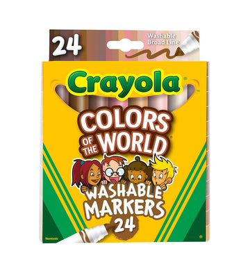 Crayola Colors of The World Markers (24 Count), Cute School Supplies, Teacher Must Haves, Skin Tone Markers for Kids