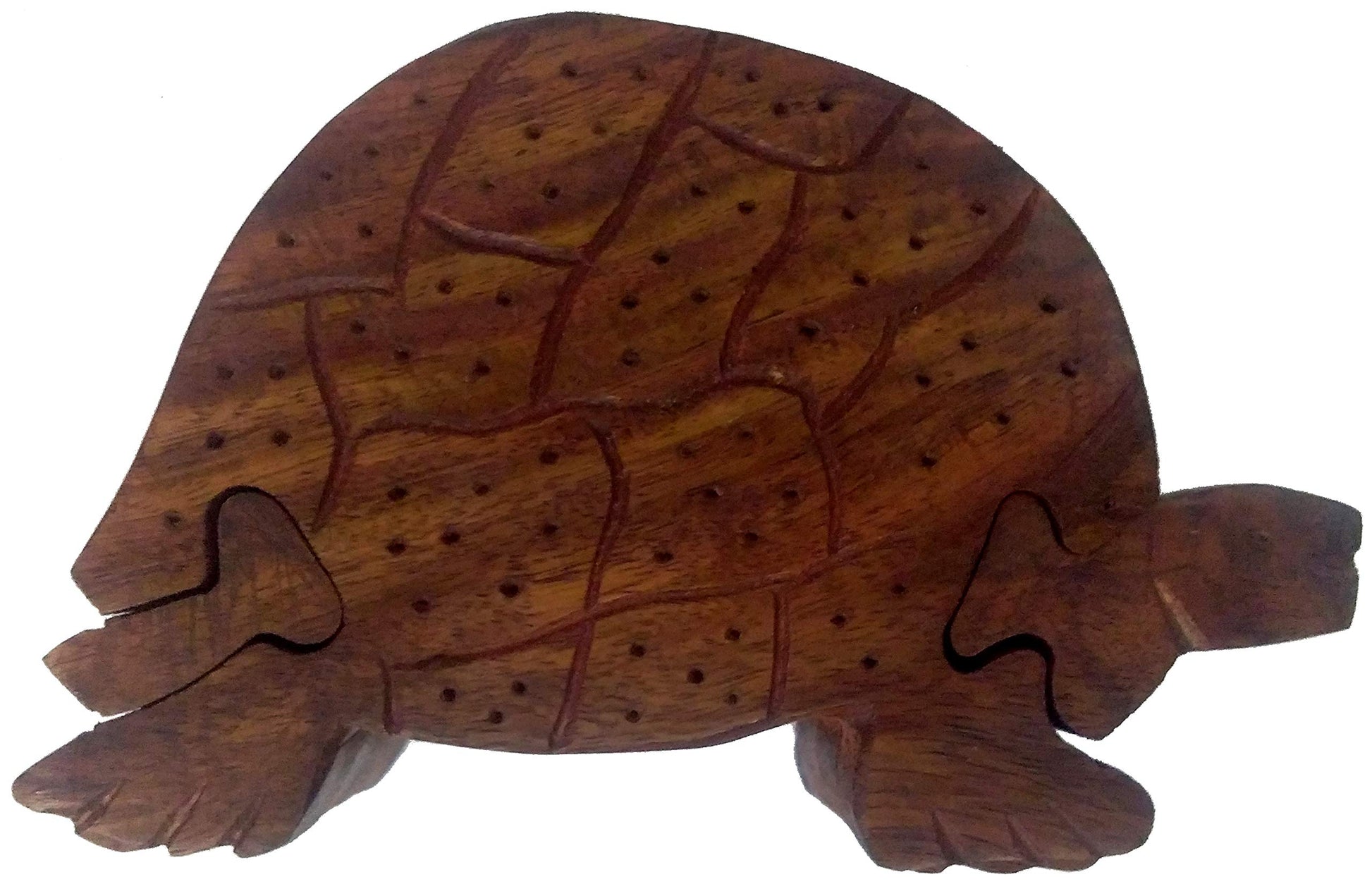 Purpledip Magic Wooden Puzzle Tortoise Box Go Slow: Handmade Mystery Keepsake Box Game Gift (11967)