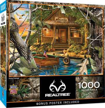 Masterpieces 1000 Piece Jigsaw Puzzle For Adults, Family, Or Youth- Gone Fishing - 19.25''X26.75'' - 96 Character