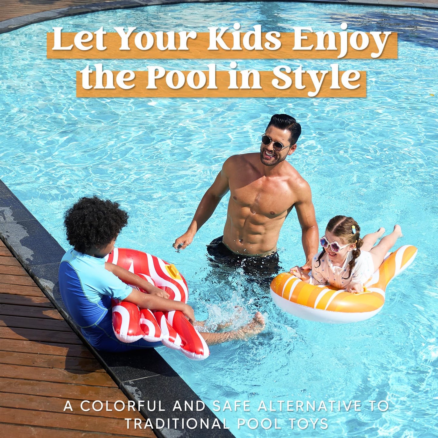 Sloosh 2 Pack Inflatable Body Boards For Water Slides, Surfing Board Pool Floats, Swimming Pool Floating Boards Learn To Swim, S