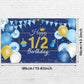 1/2 Birthday Decoration Backdrop Blue and Gold Half Birthday Banner 6 Months Happy Birthday Background Half Birthday Party Suppl