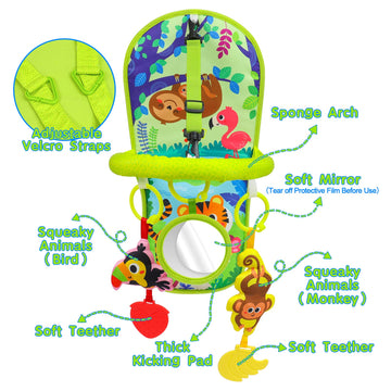 Okooko Car Seat Toy Rear Facing Car Seat Toy Baby Travel Toy Kick And Play With Baby Mirror Plush Toys Thickened Pad Adjustable Sensory Toy For Newborn Baby Infant