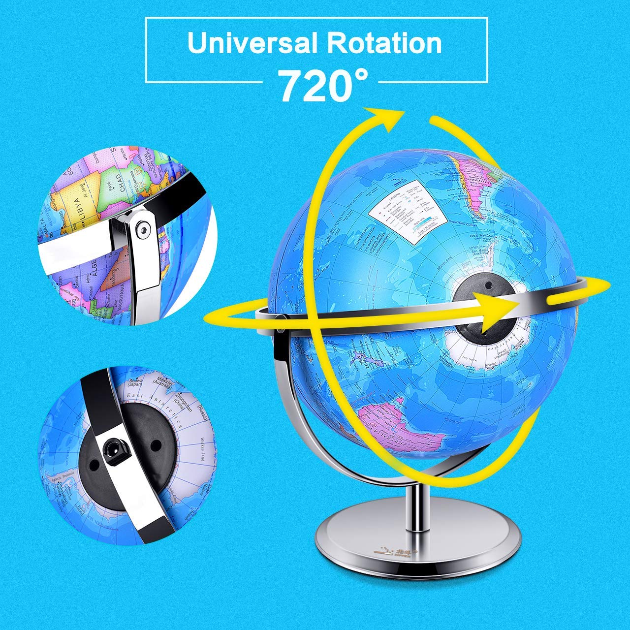Illuminated World Globe For Kids, Desk Globe Night Light With Stand