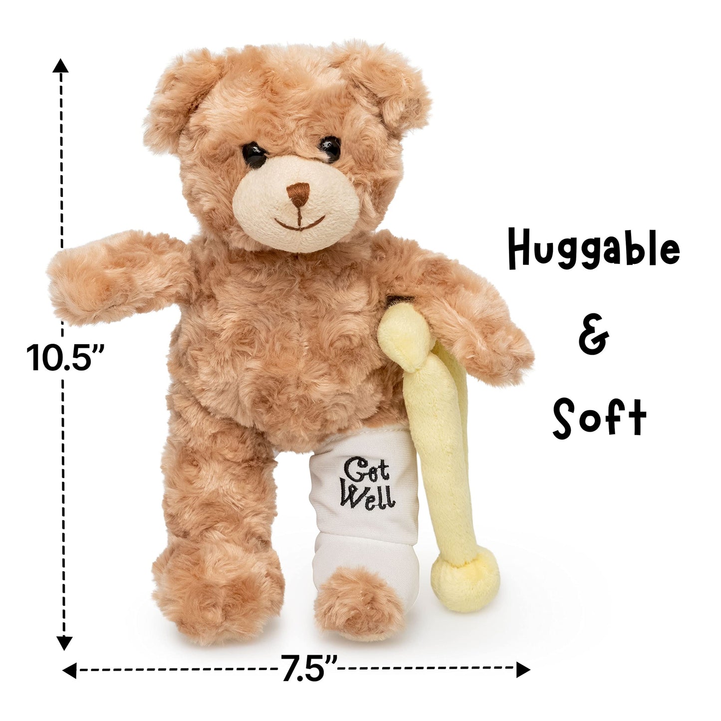 Jolitee Bear With Broken Leg Gifts Kids, Get Well Gifts For Kids With Broken Leg, Teddy Bear With Crutches For Surgery