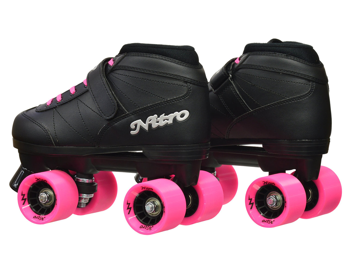 Epic Skates Super Nitro Quad Speed Roller Skates, Adult 7, Black/Pink, Nylon Material
