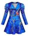 Wonderbabe Evie Descendants Costume For Girls Birthday Party Supplies Outfits For Girls Princess Zipper Jacket Long Sleeve Dress Size 5-6T