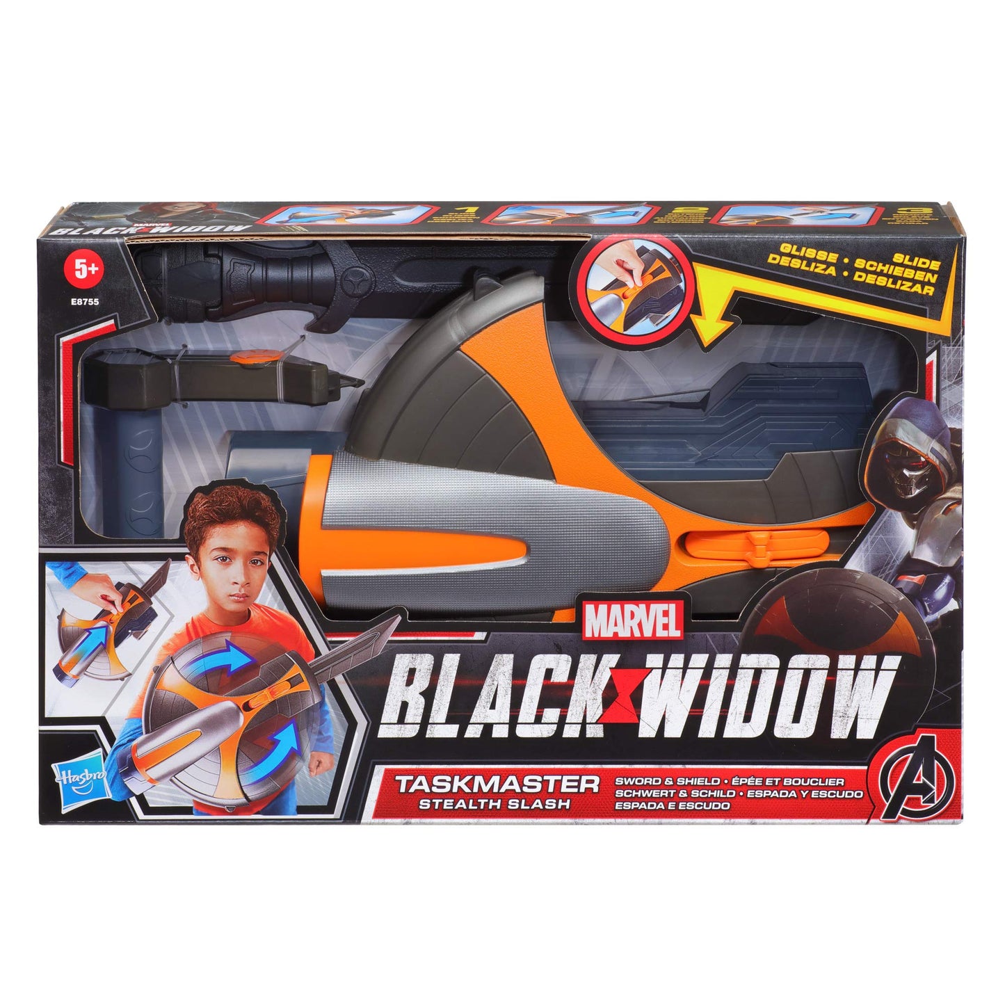 Marvel Black Widow Taskmaster Stealth Slash decorative replica blade and Shield Role Play Toy  Includes decorative replica blade and Retractable Shield  for Kids Ages 5 and Up  Gray