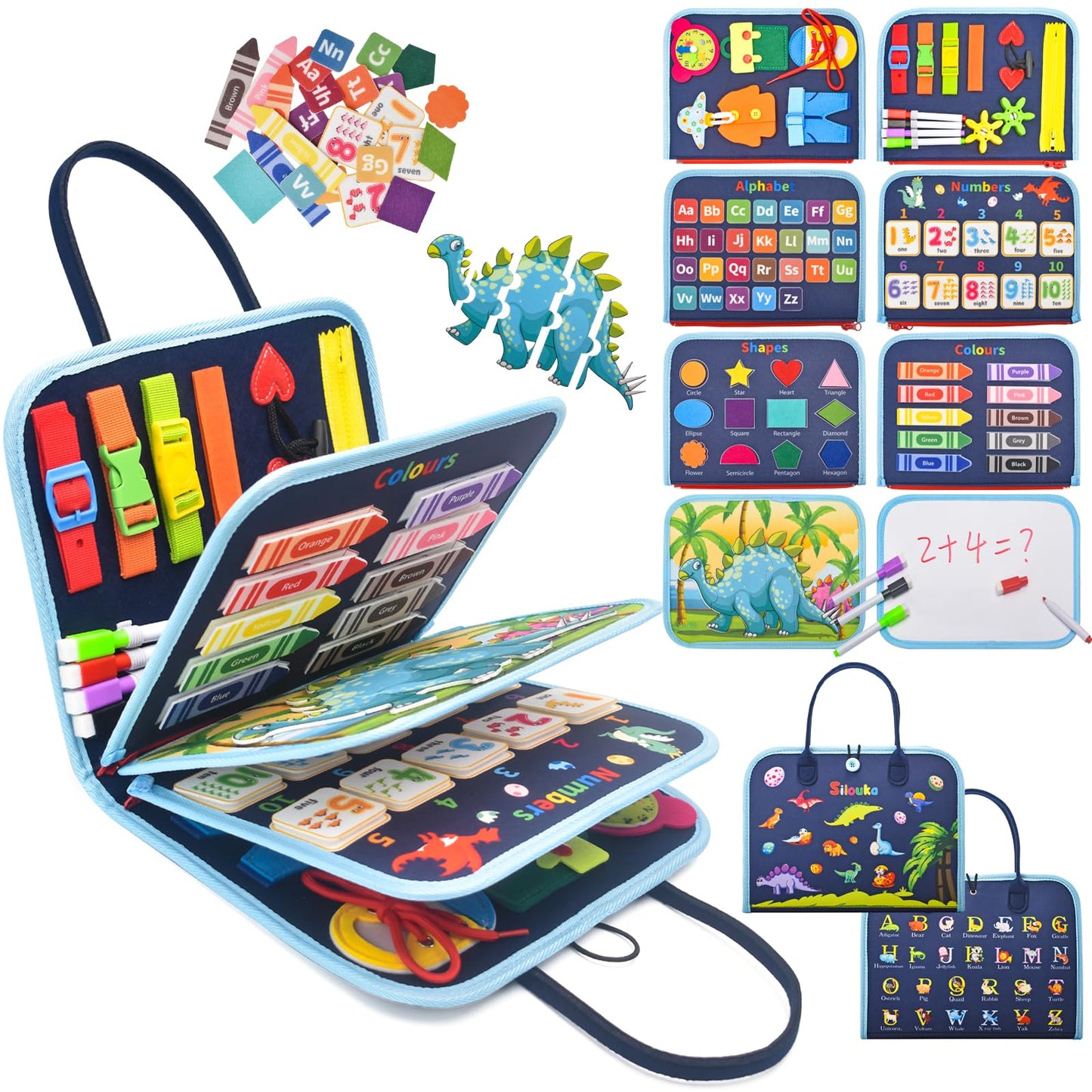Silouka Busy Board Montessori Toys For Toddlers 1 2 3 4 Years Old, Busy Book For Toddlers 1-3 To Develop Fine Motor Skills, Trav