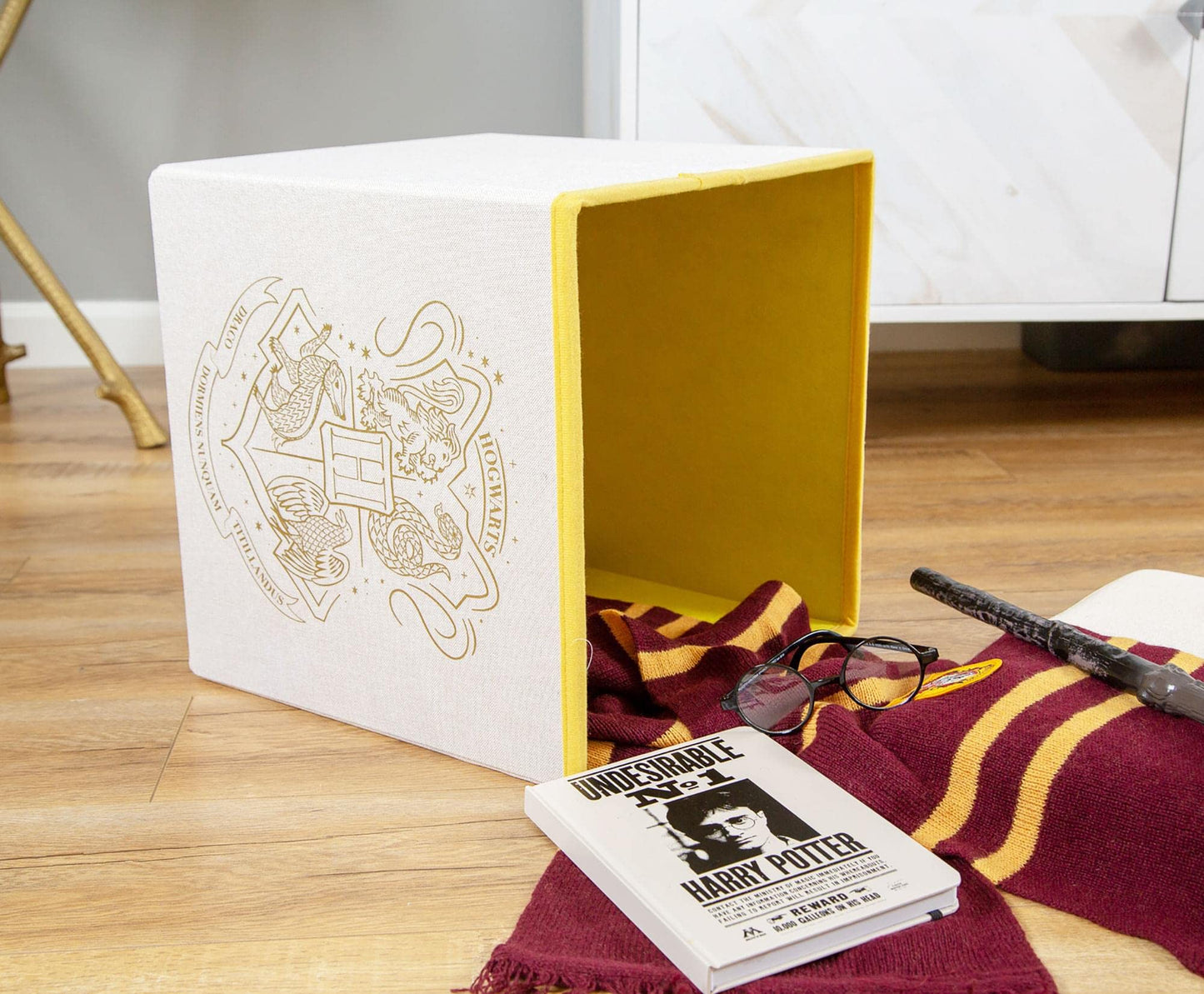 Ukonic Harry Potter Storage Bin Ottoman Cube Organizer - 15-Inch Fabric Basket for Playroom Decor - RBF-16838-C