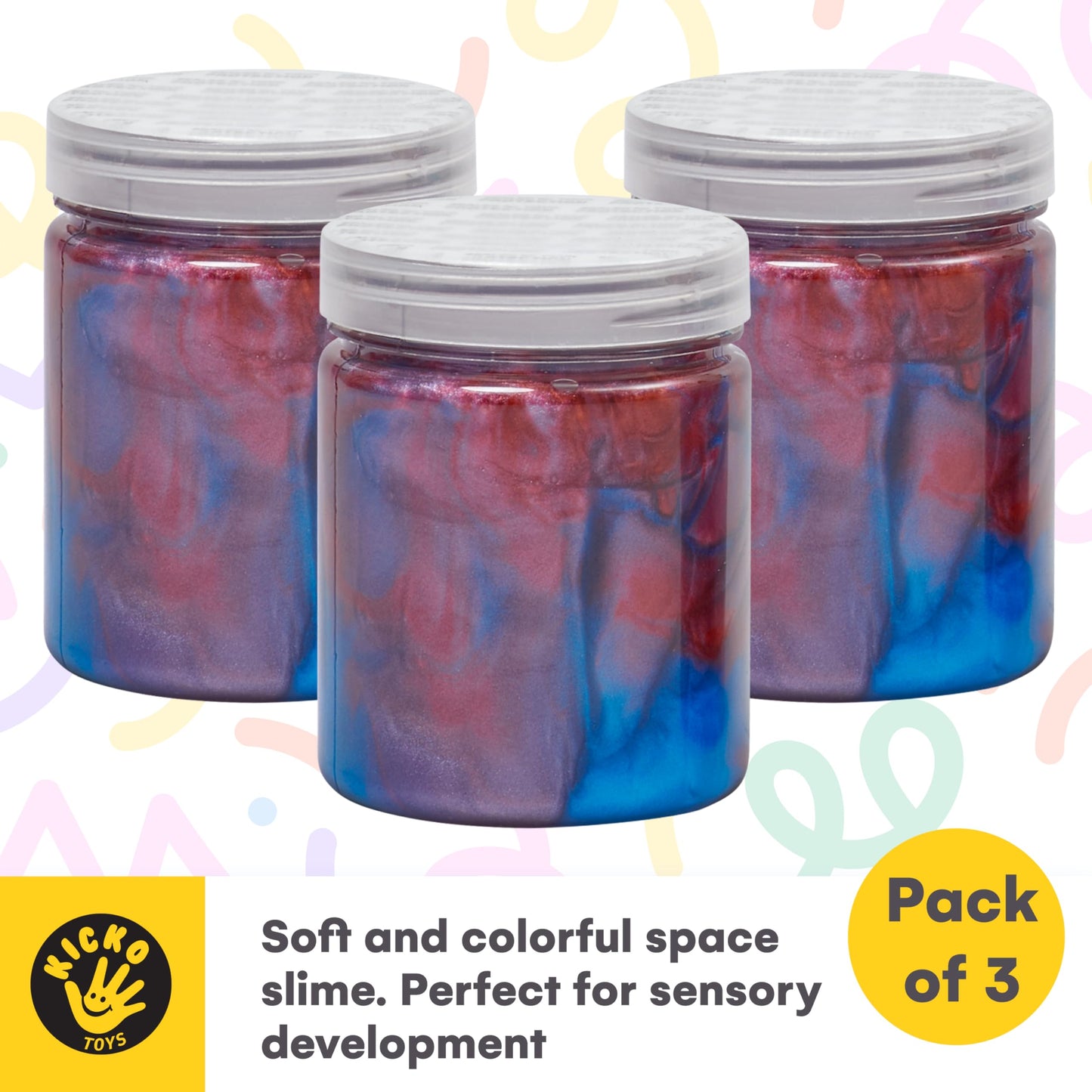 Galaxy Slime Set of 3, Large Multicolor Slime in Blue, Red, Purple with Screwable Lid, Non-Toxic Sensory Play, Perfect Galaxy Pa