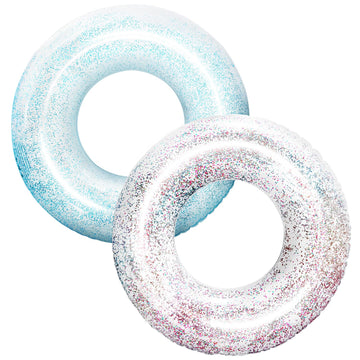 Polita Pool Float, Pool Floats Kids Summer Glitter Pool Tube With Confetti,Tube Pool Toys Beach Party, Transparent Inflatable Floating Tubes For Adults And Kids (Multicolor+Blue)