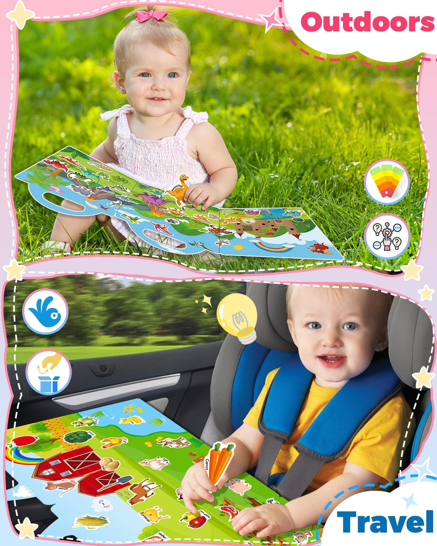 3 Pack Reusable Sticker Book For Toddlers 2-4 Years, Toddler Sticker Book For Kids, Toddler Activities Crafts Preschool Learning