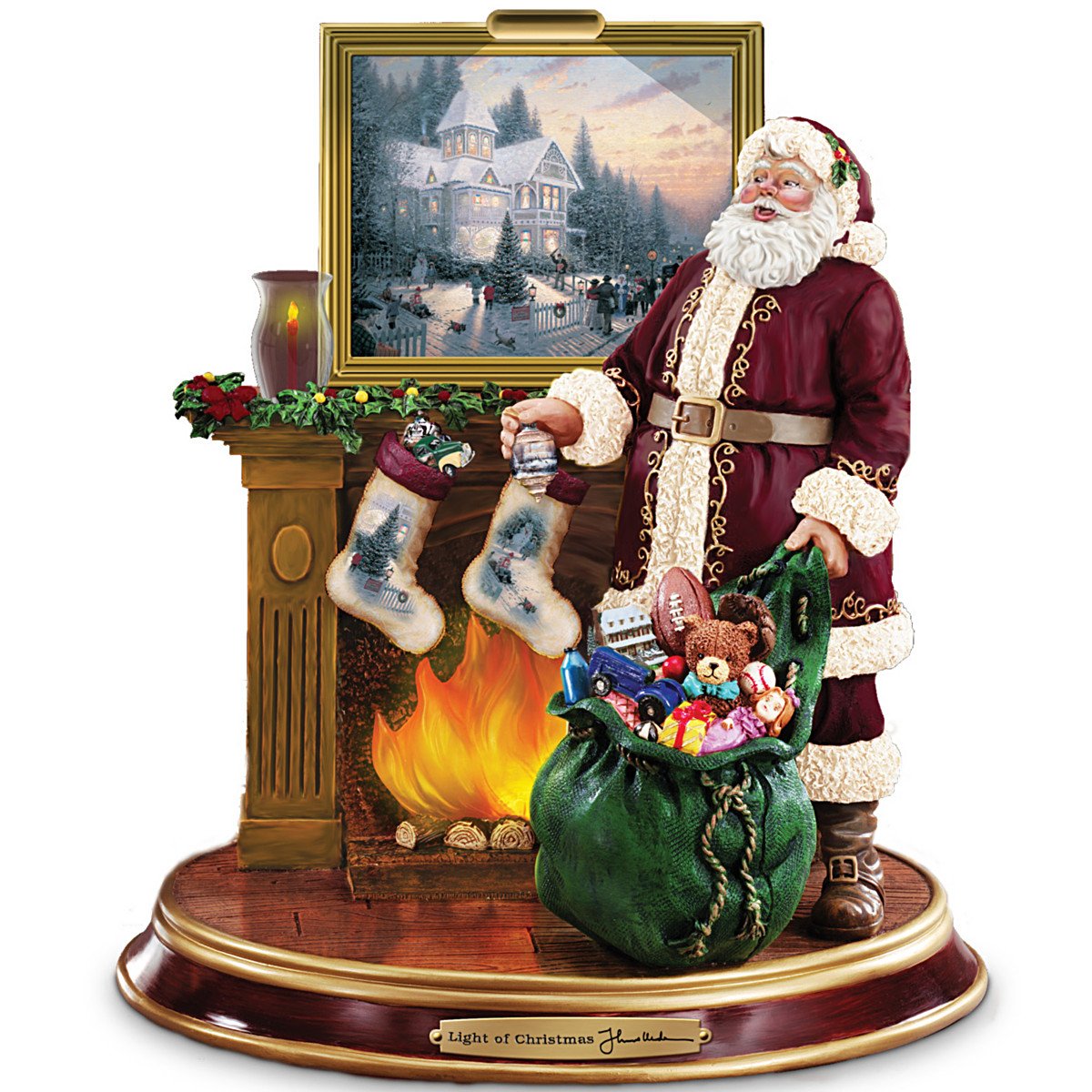 The Bradford Exchange Illuminated Santa Claus Figurine - Light Up The Holidays, Red, Model 1508868001