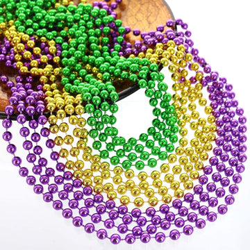GiftExpress 144 pack Purple Gold Green Mardi Gras Beads Bulk, Mardi Gras Beads Necklaces Assortment, Throw Beads in Bulk, Gaspar