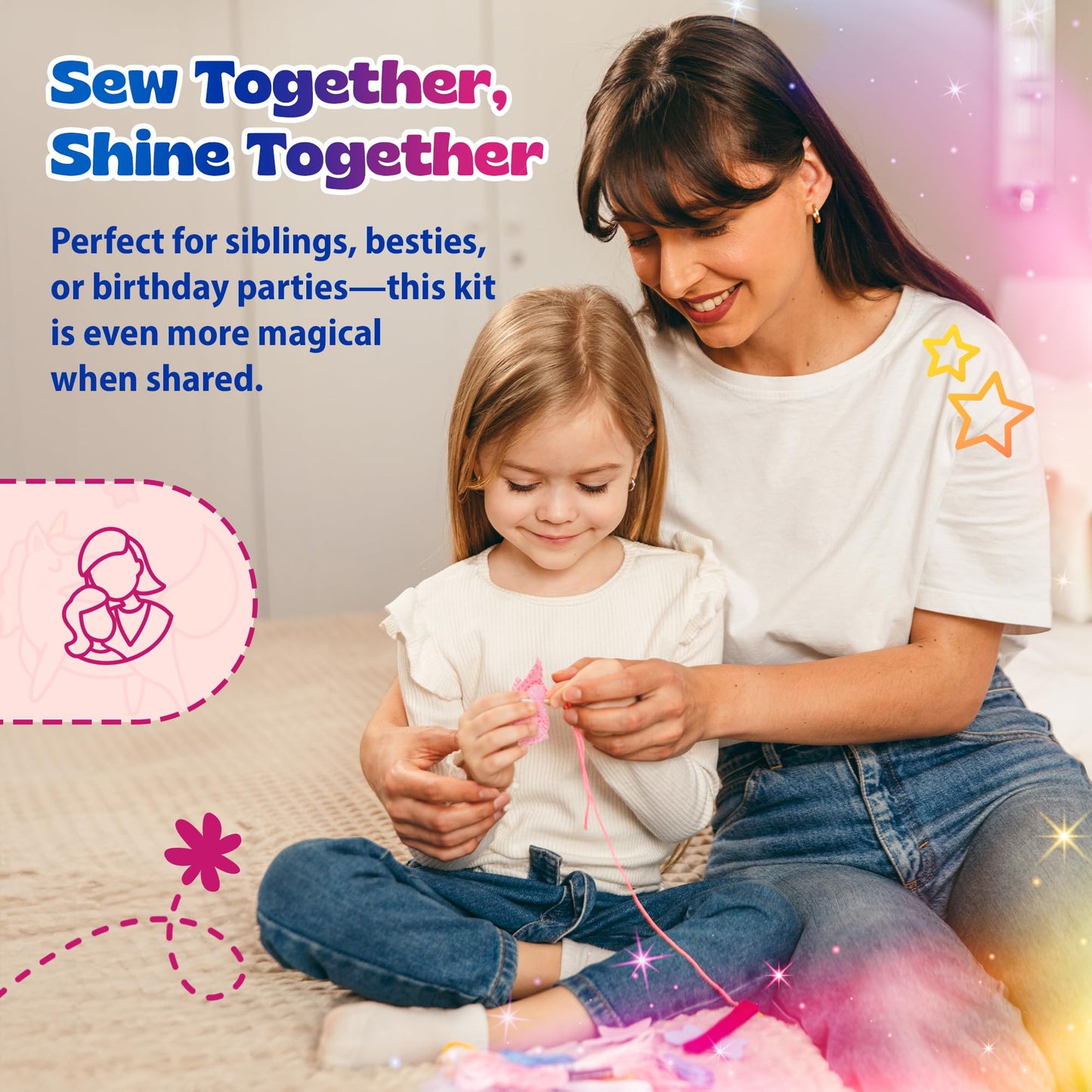 Pinwheel Crafts Beginner Sewing Kit for Kids Ages 5 6 7 8-12+ - Make Your Own Unicorn Purse Kids Sewing Kit - Play & Learn to Se