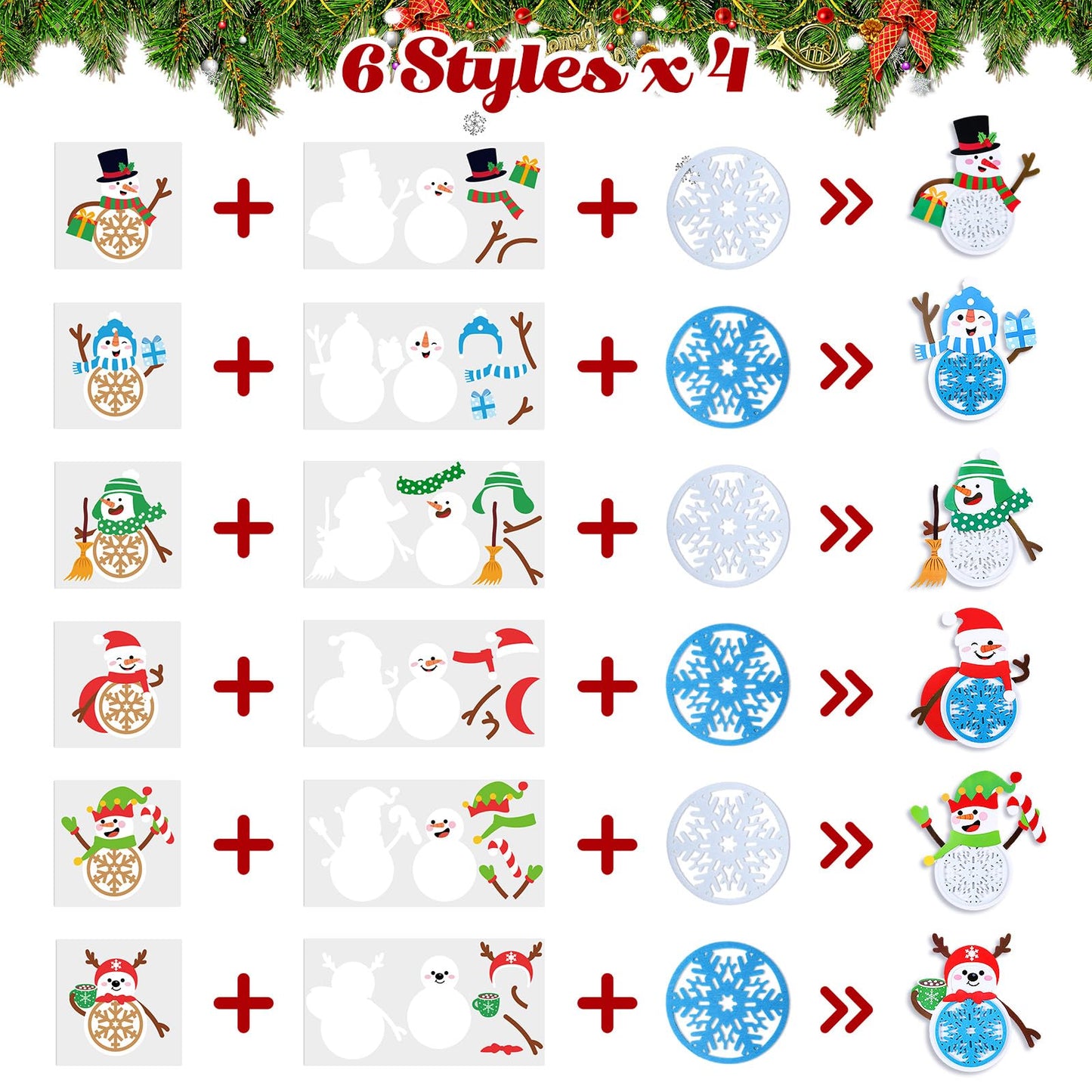 Tioncy 24 Set Snowman Coaster Craft Kits - Winter Snowman Cutouts, DIY Christmas Cup Coasters, Ideal for Family Fun, Classroom H