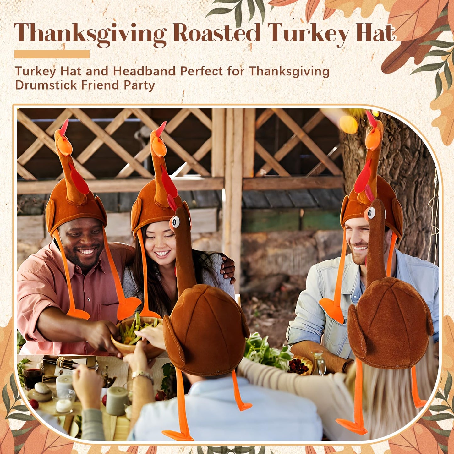 Hanaive 10 Pieces Thanksgiving Turkey Hats Bulk Turkey Hats for Dress-up Party Plush Trot Hat Party Supplies(Uniform Style)