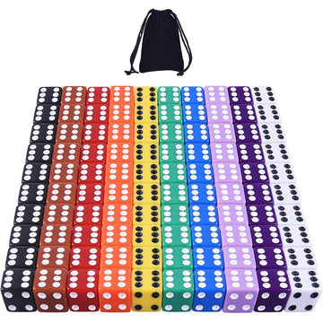 AUSTOR 100 Pieces Game Dice Set 10 Colors Square Corner Dice with Storage Bag, Play Games Like Tenzi, Farkle, Yahtzee, Bunco or