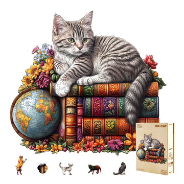 Wooden Puzzles for mature-themeds - Dr. Cat Puzzle for mature-themeds  Unique Shape Wooden Jigsaw Puzzle  Wood Puzzles mature-themed  Good Gift Idea for Cat Lovers  Home Decor (S-8.5 * 7.5in-90 Pieces)