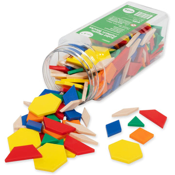 Edxeducation Plastic Pattern Blocks - Set Of 250 - Early Geometry Skills - Math Manipulative For Shape Recognition, Symmetry, Pa