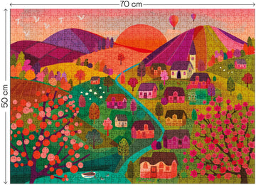 Elena Essex Fall Puzzles 1000 Pieces - Sunset Valley/Fall Puzzle/Landscape Countryside Autumn Halloween Puzzle/Puzzle Size 28 X 20 Inches